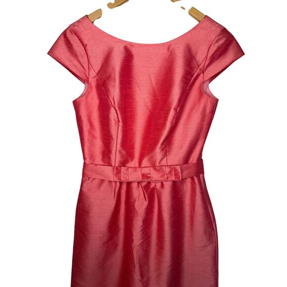Alfred Sung Cap Sleeve Bridesmaid Cocktail Dress Women’s Size 4 Papaya Pink D568 - Picture 4 of 9
